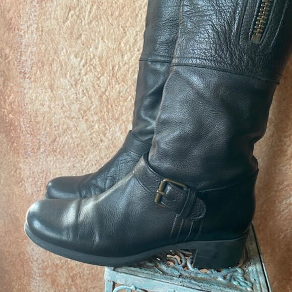 Anthropologie tall women's black leather riding style boots EUC, 9M - Picture 7 of 14
